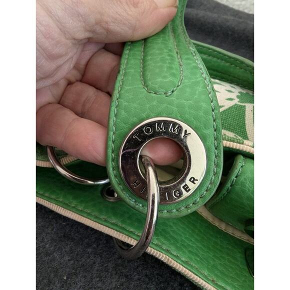 Tommy Hilfiger Green Denim Floral Women`s Handbag Used Y2K 90s - Picture 9 of 12